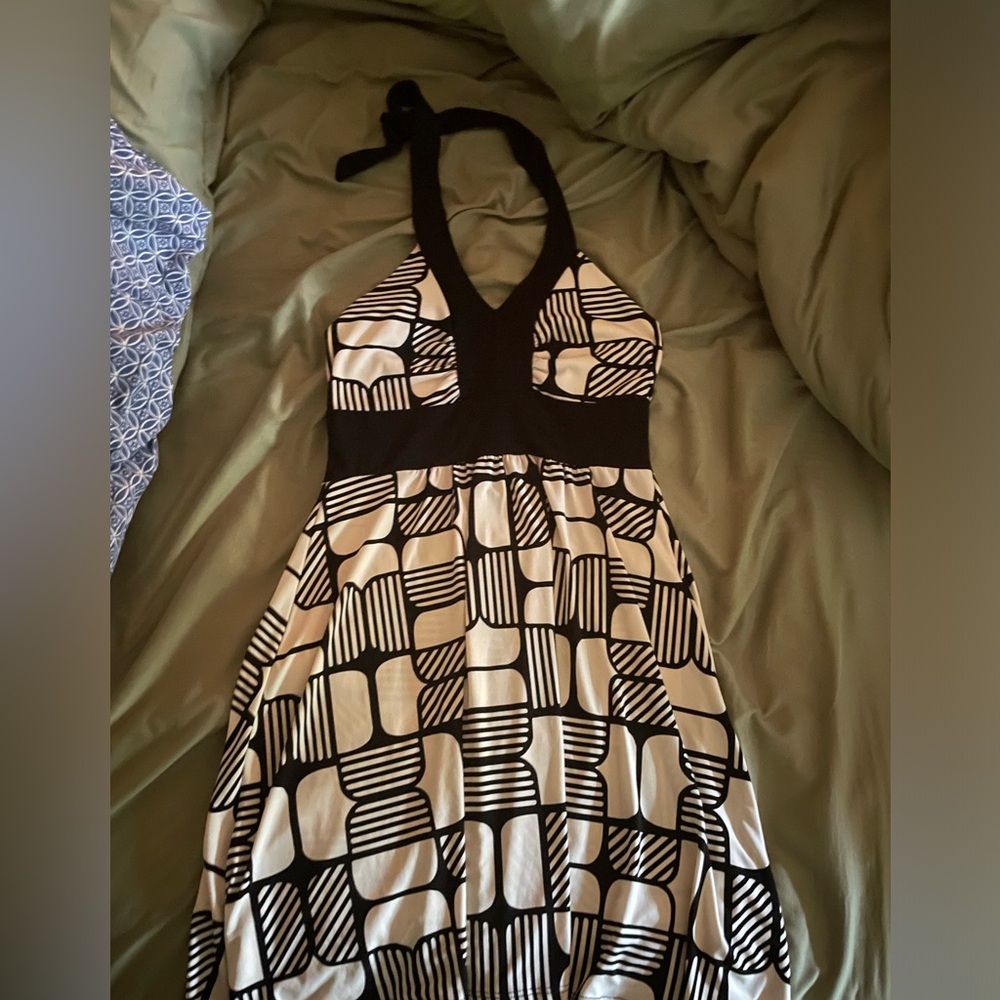 Strapless cocktail dress.